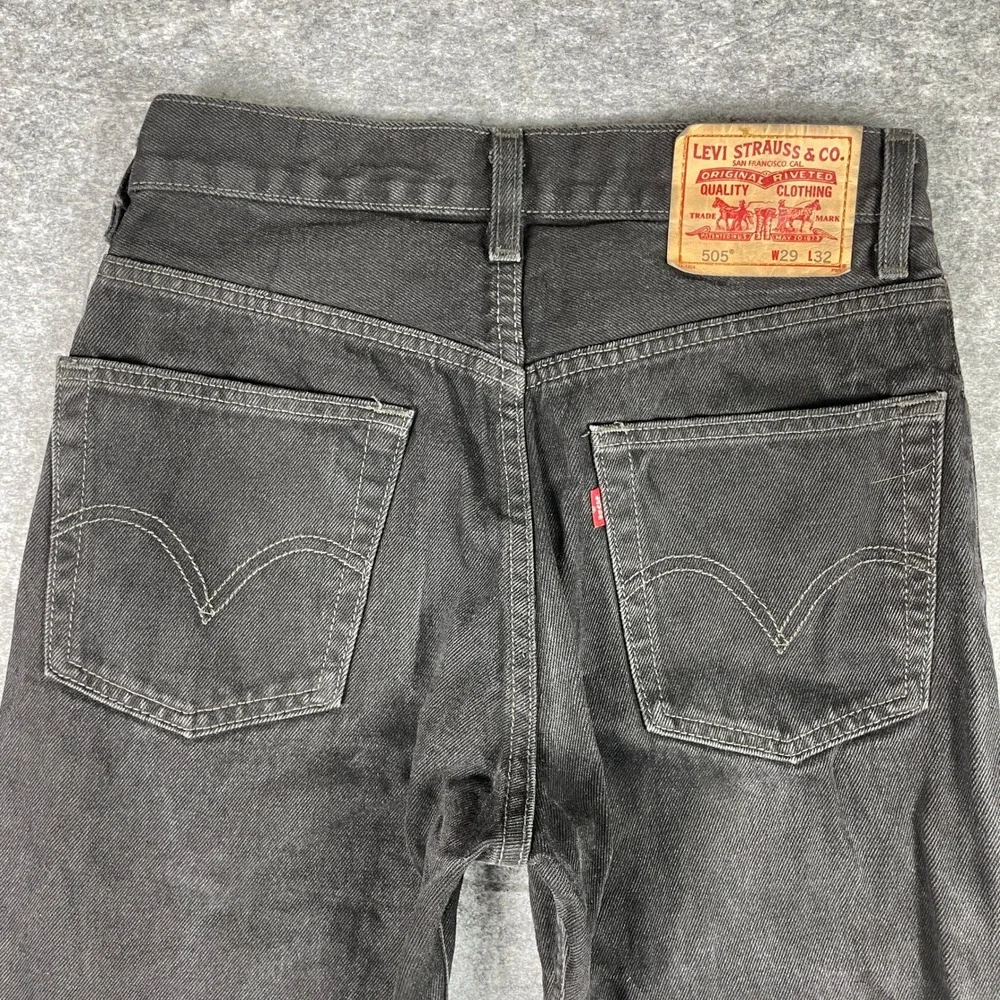 Vintage Levi's Jeans Mens 29x32 (Fits 26x31) Black 505 Regular Fit Straight Leg